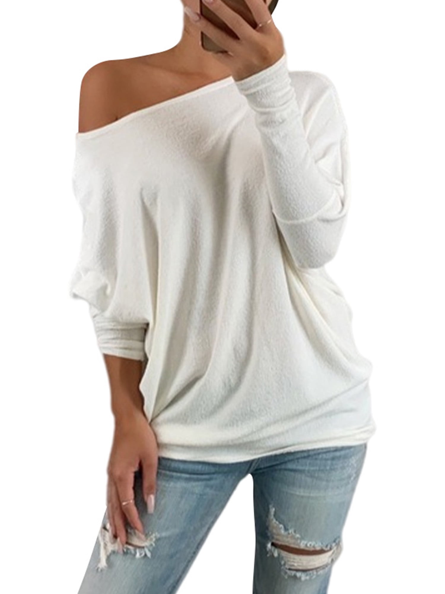 Colisha Long Workout Shirts for Women Off Shoulder Long Sleeve Yoga Sports Long T-Shirt Activewear - Walmart.com
