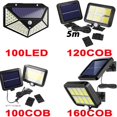 thumbnail image 3 of Lámpara Solar de pared dividida para jardín, farola de seguridad con Sensor de movimiento, impermeable, 3 modos, 100/120/160COB, 3 of 4