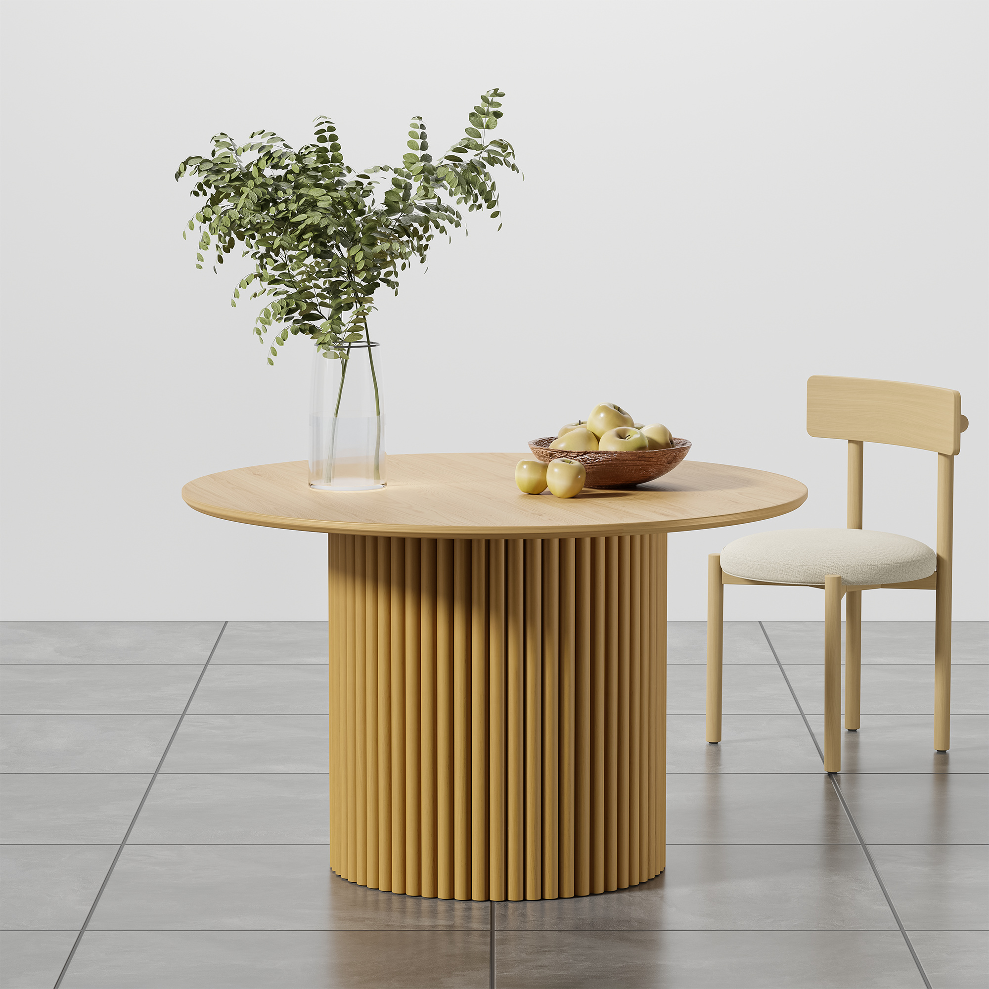 46" Modern Oak Wood Dining Table Large Round Dining Room Tables,Oak Color