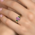 thumbnail image 4 of Gem Stone King 18K Yellow Gold Plated Silver Pink Moissanite and Green Nano Emerald Engagement Ring for Women | 2.60 Cttw | Oval 9X7MM | Gemstone Birthstone | Size 9, 4 of 6