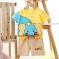 thumbnail image 2 of Toddler Boy Summer Outfits Cartoon Print Short Sleeves T-Shirt Shorts Set Infant Clothes Set 6-12 Months 12-24 Months 2t 3t 4t 5t 6t 7t 8t 9t Children 4-5 Years, 2 of 5