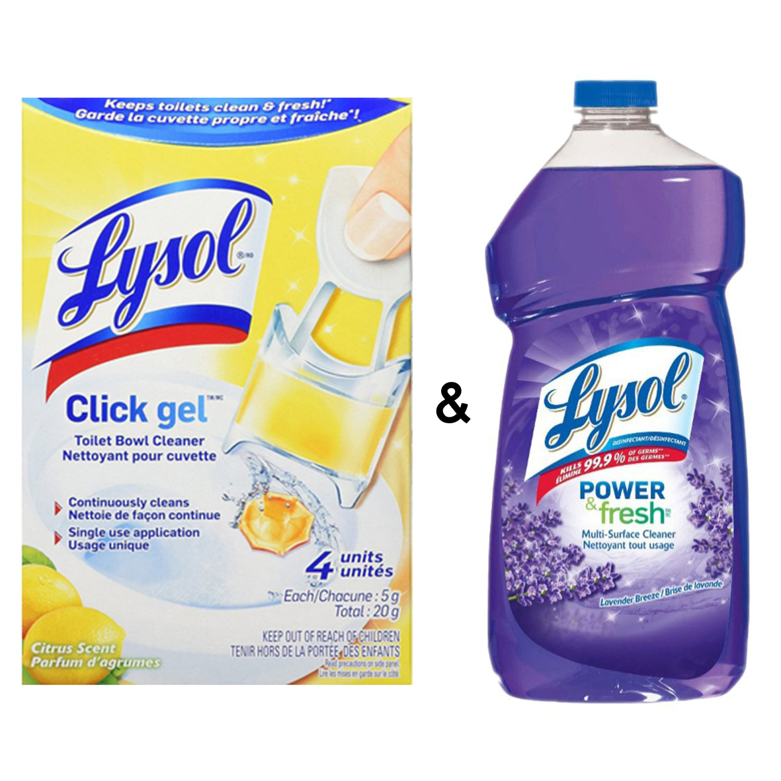 Lysol Click Gel, Continuous Cleaning Toilet Bowl Cleaner, Citrus, 4