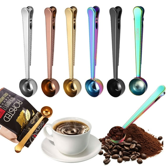 Coffee Scoop Clip,2-In-1 Stainless Steel Coffee Measuring Spoon With Sealing Clips, Multi-Function Milk Powder Measuring Spoon With Sealed Clamps For Coffee, Milk Powder, Oatmeal Walmart Clearance