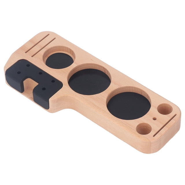 Coffee Tamping Station Holder, Space Saving Mess Free With Sturdy Wood Rubber, 25cm Length For Comfortable Use