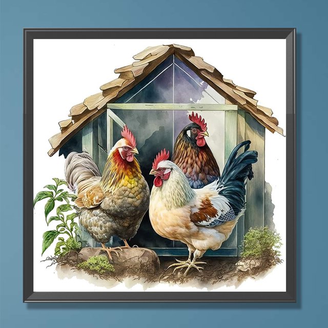 Cuadros Decorativos Diamante pintura 5D DIY taladro redondo completo gallinero decoración del hogar (K721) Wdftyju embutido en tela
