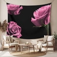 thumbnail image 2 of Pink Rose Tapestry for Bedroom Wall Hanging Tapestry, Vintage Abstract Garden Flower Floral Black Ceiling Backdrop Tapestries Poster Blanket Wall Decor for Teens Room Living Room Dorm 59" x 90", 2 of 8
