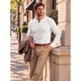 thumbnail image 4 of RICHCOIN Men's V Neck Long Sleeve Shirts Slim Fit Basic T Shirts Ribbed Fashion Tee, 4 of 7