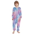 thumbnail image 2 of Soft Big Kids Onesie Pajamas Cozy Loose-Fit Jumpsuits for kids with Pockets for Christmas Lounge & Play Watercolor Powder Blue Pattern, 2 of 8