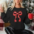 thumbnail image 7 of Ounisa Women's Casual Crew Neck Sweatshirt Loose Soft Long Sleeve Bow Printed Pullover Christmas Tops, 7 of 7