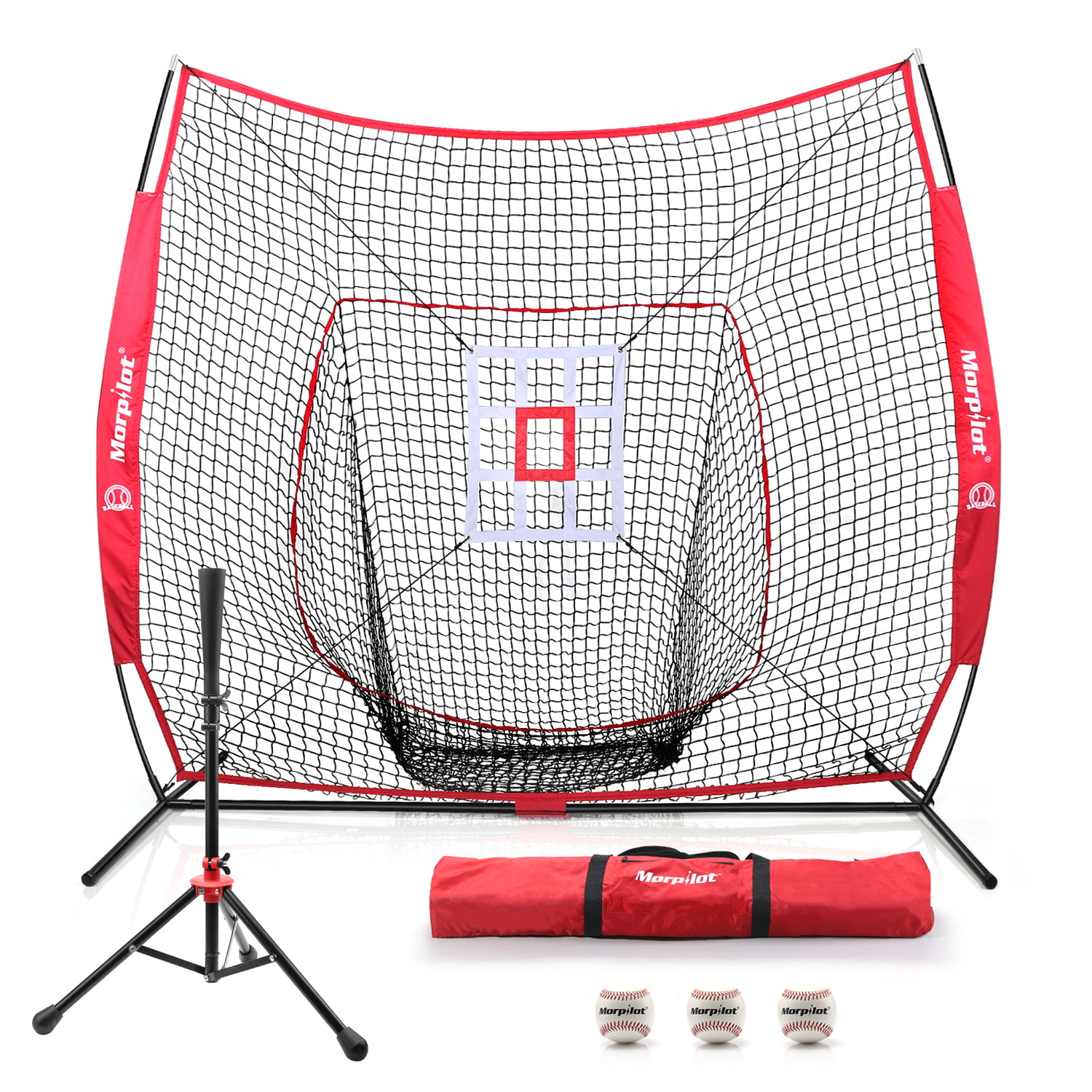 Portable Baseball Softball Practice HittingTraining Net 7x7 w/ Strike Zone & Bag 