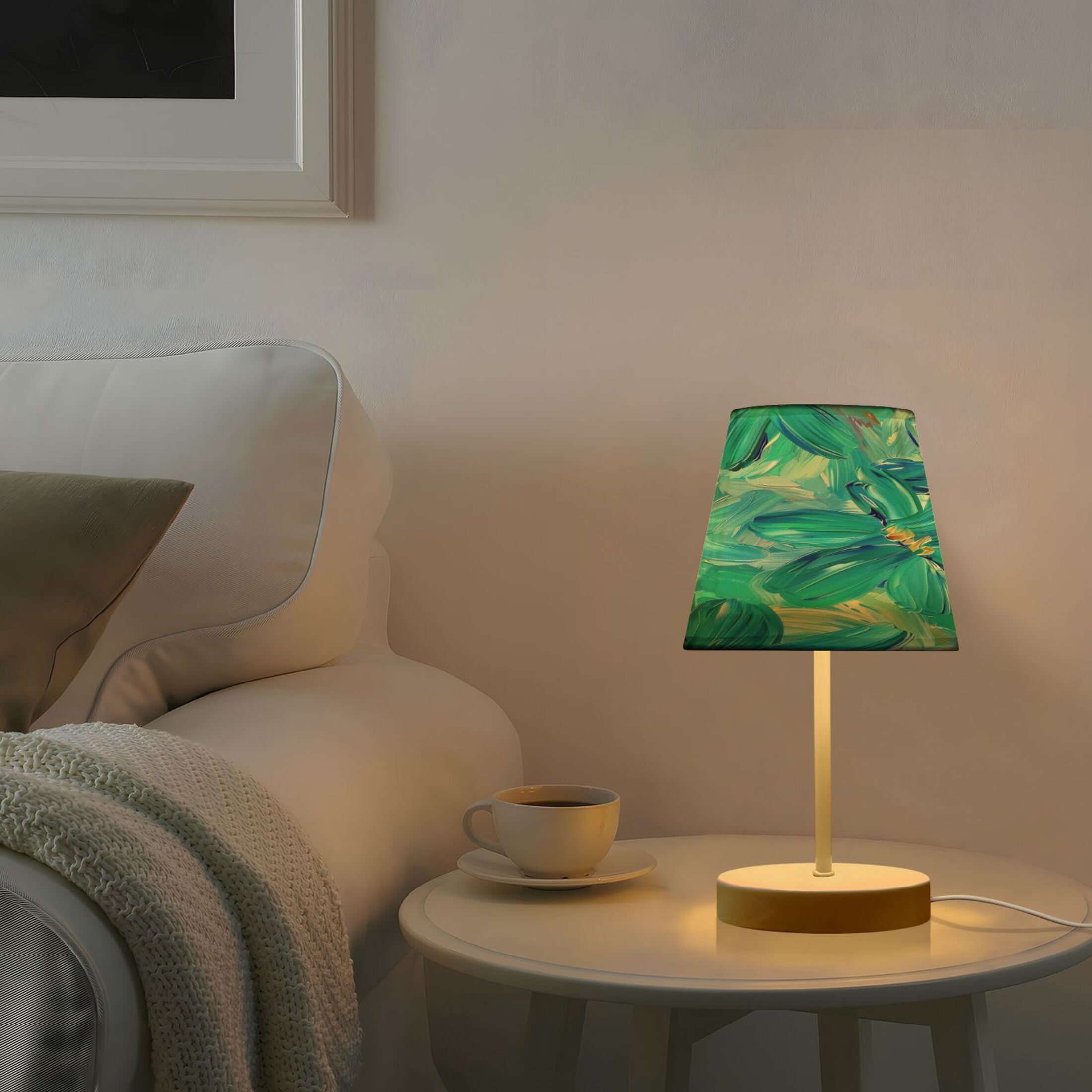 Turquoise and Blue Flowers Desk Lamp LED Table Nightstand Lamps with 3 Color Temperatures for Home Bedroom Living Room Decor 6x11