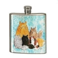 thumbnail image 1 of KuzmarK 6 oz. Stainless Steel Pocket Hip Liquor Flask - Maine Coon Kitty Family Mama and Four Kittens Abstract Cat Art by Denise Every, 1 of 1