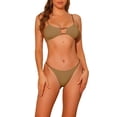 thumbnail image 1 of Conjuntos de bikini de 2 piezas de ribete INSPIRE CHIC para mujeres, traje de baño color marrón claro grande, 1 of 5