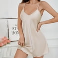 thumbnail image 2 of PMVFHDE Womens Homestay Pajamas With Lace Lace Imitation Silk Nightdress Comfortable Solid Color Sleepwear Womens Nightgowns Beige，M, 2 of 8