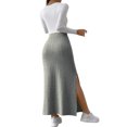 thumbnail image 5 of DYMADE Womens Sexy Side Split Solid Midi Waist Elastic Waist Slim Bodycon Skirt, 5 of 5