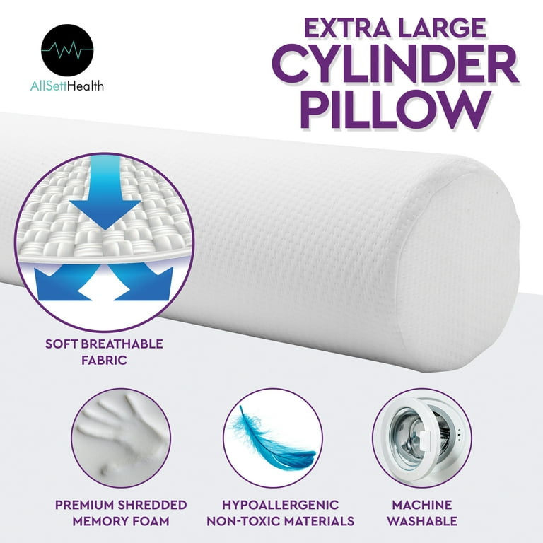 AllSett Health Cervical Neck Roll Memory Foam Pillow, Bolster Pillow, Round  Neck Pillows Support for Sleeping | Bolster Pillow for Bed, Legs, Back and