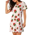 thumbnail image 2 of Fotbe Strawberry Floral Bata de Dormir para Mujer con Estampado, Camisón de Algodón de Manga Corta, Ropa de Dormir Casual, 2 of 6