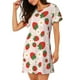 thumbnail image 2 of Fotbe Strawberry Floral Bata de Dormir para Mujer con Estampado, Camisón de Algodón de Manga Corta, Ropa de Dormir Casual, 2 of 6