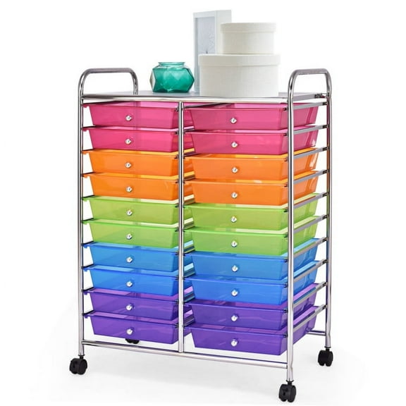 Kadyn Filing Storage Organizer,File Storage Organizer,File Cabinet,20 Drawers Storage Rolling Cart Studio Organizer-Multicolor