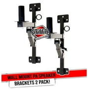 Griffin Wall Mount PA Speakers Brackets Set Of 2 - Professional All Steel Audio Speaker Holders With Securing Locking Pin & 3 Horizontal Level Tilt Adjustments Studio Monitor Stands
