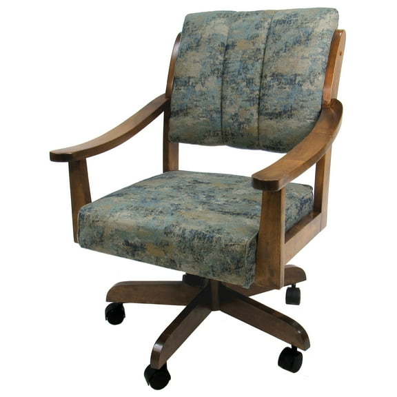 Swivel Wood Dining Caster Chair Casa in Poet Sky Blue - Brown