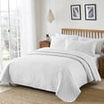 thumbnail image 5 of Quilts for Queen Bed, Greagle 3-Piece White Ultrasonic Reversible Soft Warm Velvet Lightweight Bedspread Bedding Set with 2-Piece Pillow Shams, 90 x 90 in, 5 of 8