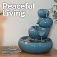 thumbnail image 4 of Sunnydaze Tiered Vessels Ceramic Tabletop Water Fountain - Relaxing Indoor Fountain for Office, Bedroom, or Living Room - Teal, 4 of 9