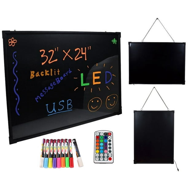 TMS 32"x24" Flashing Illuminated Erasable Neon LED Message Menu Sign