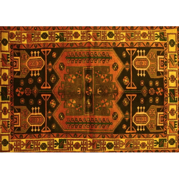 Ahgly Company Indoor Rectangle Persian Yellow Traditional Area Rugs, 4' x 6'