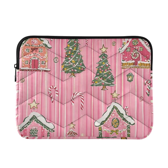 FORMRS 13"-13.3" Laptop Sleeve Protective Case Soft Carrying Quilted Computer Bag Cover, Pink Gingerbread House