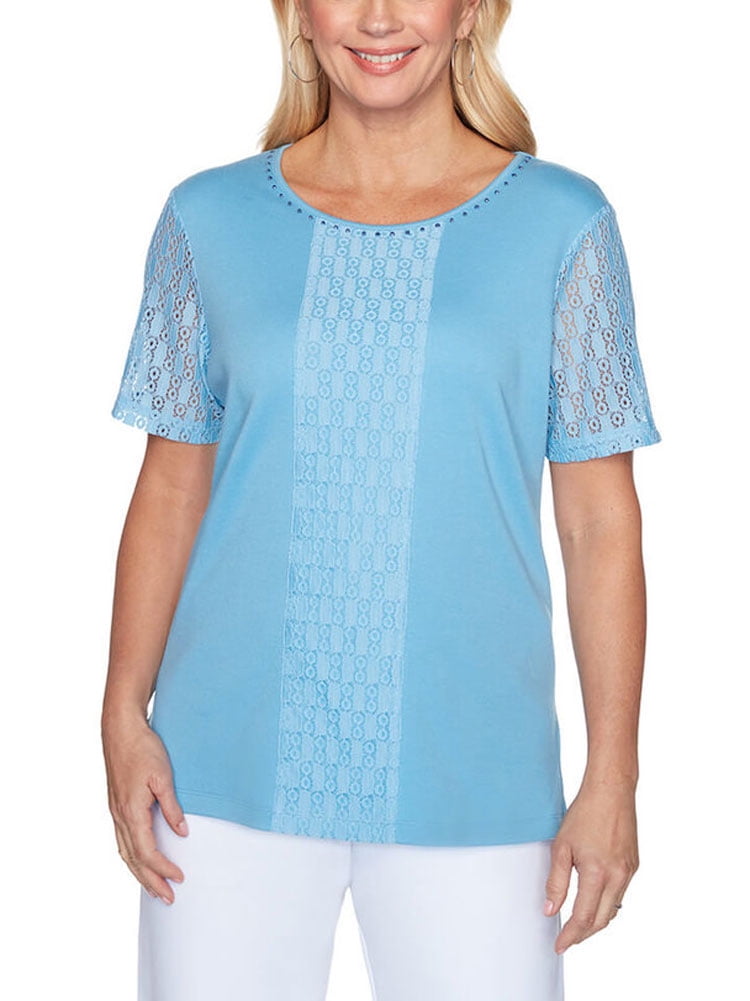 Alfred Dunner - Alfred Dunner Women's Classics Center Lace Top - Plus ...