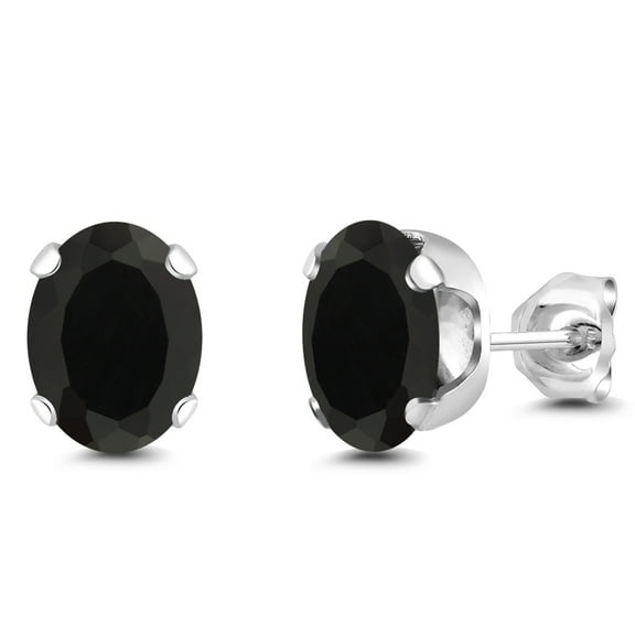 Gem Stone King 925 Sterling Silver Black Onyx and  Earrings for | 3.30 Cttw | Gemstone December Birthstone | Oval 8X6MM