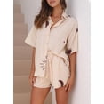 thumbnail image 5 of Biezeib Women Pajamas Set 2 Pieces Loungewear Suits Print Short Sleeve Loose Shirts Tops and Shorts Sleepwear Outfits, 5 of 6