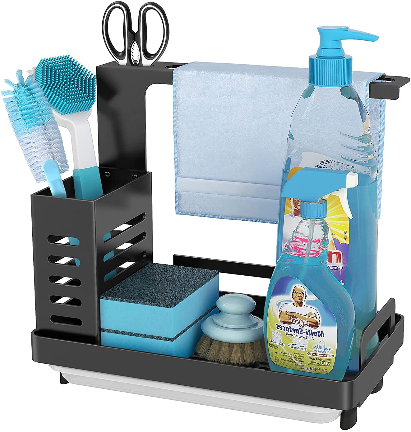 Kitchen sponge rack sink cleaning brush rack drain tray tray rag rack 
