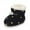 Black, variant on Snow Boots Girl Baby Shoes Infant Elastic Band Cotton Sole Stripes Plush Fleece Lining Boots Prewalker Winter Snow Warmer Outdoor Footwear