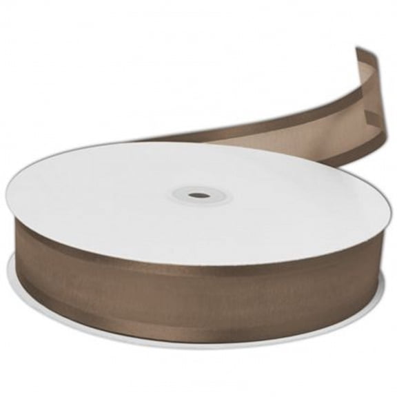 7/8 Inch Organza Satin Edged Ribbon 25 Yards Bolt - Brown