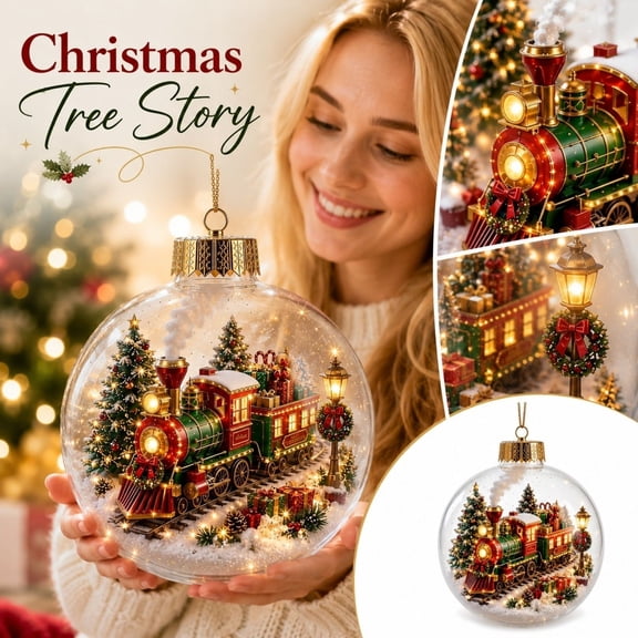 Clearance!Glowing Christmas Story Ornament, Light-Up Mini Holiday Scene with Warm LED Light, Festive Keepsake Gift for Home Christmas Party Decoration