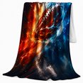 thumbnail image 2 of Fire Ice Football Clash Sofa Energetic Fantasy Style, Mystical Fantasy Scene, Warm Flannel Blanket for Living Room and Bedroom, Art Lovers Housewarming Gift, Fantasy Home Decor, 2 of 7