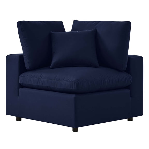 Lounge Sofa Corner Chair, Sunbrella, Blue Navy, Fabric, Modern Contemporary, Outdoor Patio Balcony Cafe Bistro Garden Furniture Hotel Hospitality