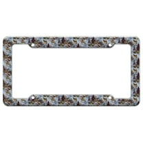 Wolf Pack Baby Wolves Snow Mountains Pattern License Plate Tag Frame