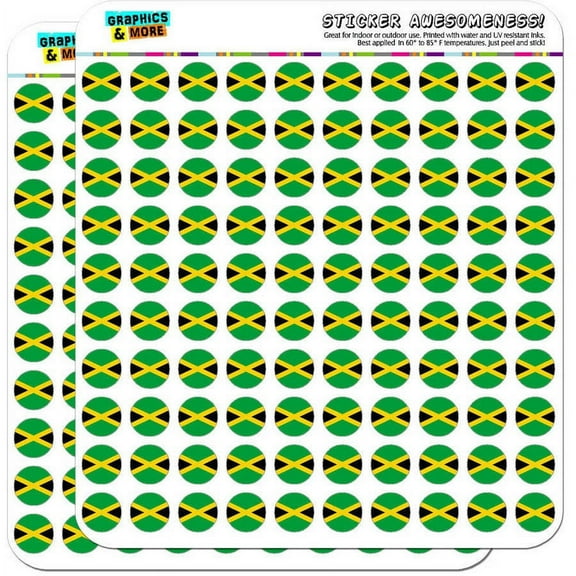 Jamaica National Country Flag 200 1/2" (0.5") Planner Calendar Scrapbooking Crafting Stickers