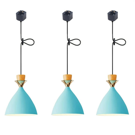 JLOWCO 3 Pack Track Lighting Pendants Adjustable Height Light Fixture Dining Room Kitchen Lighting Pink hanging lights Farmhouse Pendant Lights Kitchen Island (LED Bulb Include)