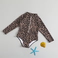 thumbnail image 3 of YunPes Toddler Girls One Piece Swimsuits Leopard Print Long Sleeve Bodysuit Summer Rash Guard Sun Protection Swimwear UPF 50+, 3 of 4