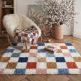 thumbnail image 3 of BERTHMEER 4'x6' Fluffy Checkered Area Rugs for Living Room Bedroom Dinning Room Soft Modern Geometric Plush Pile Ultra-Soft Rugs Carpets,Multicolor, 3 of 6