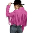 thumbnail image 4 of Women's Casual Jackets Women's Fashion Fringe Suede Leather Tassel Motorcycle Cropped Coats for Everyday Wear, 4 of 9
