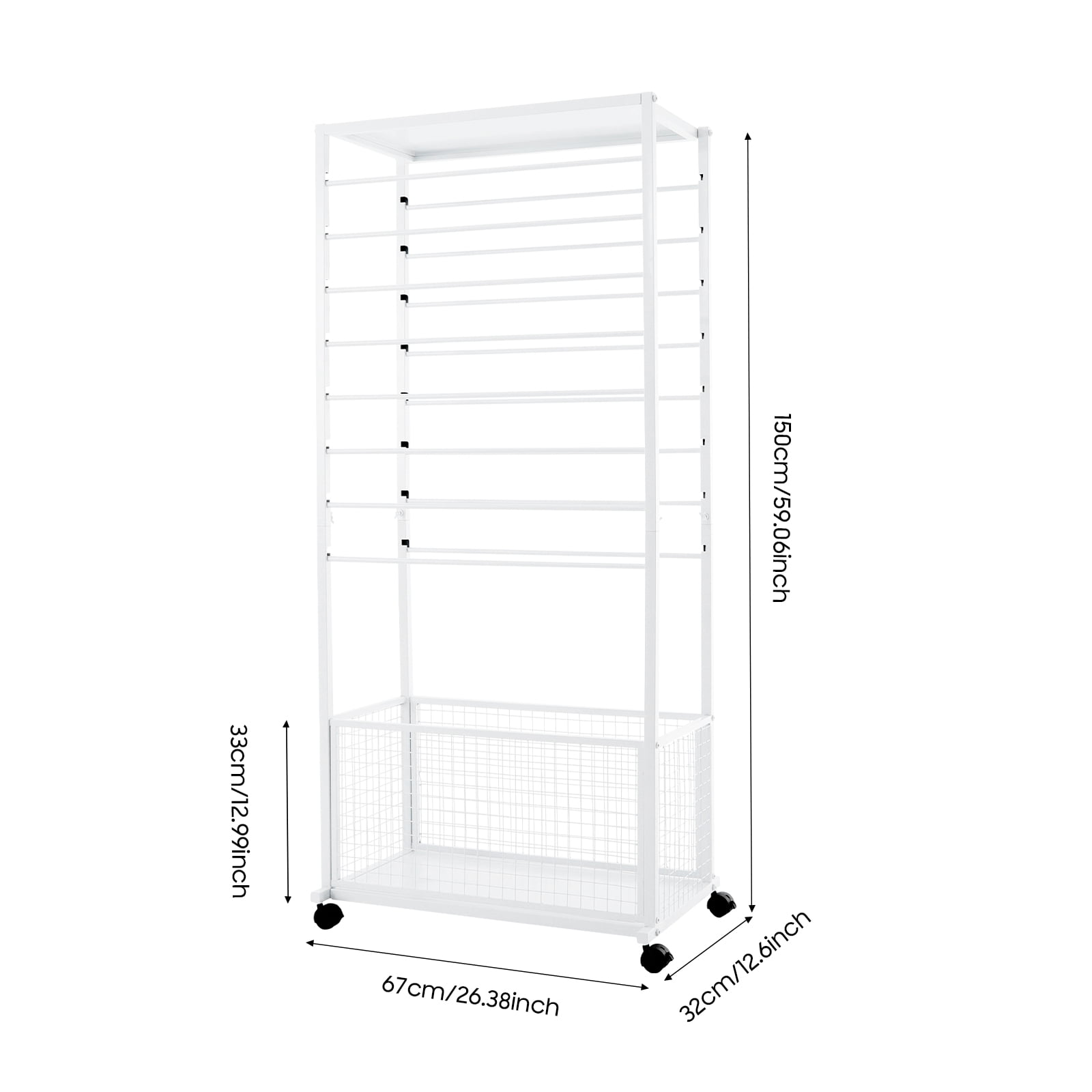 16-layer Ribbon Rack with 4 Lockable Universal Wheels Iron Ribbon Organizer Rack Ribbon Storage Holder