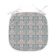 thumbnail image 1 of Damask Dining Chair Pad, Vintage Pattern of Swirled Curly Foliage Motifs in Pastel Colors Royal and Floral, Water Resistant Pillow with Straps for Seats, 12 Pieces Set, Multicolor, by Ambesonne, 1 of 5