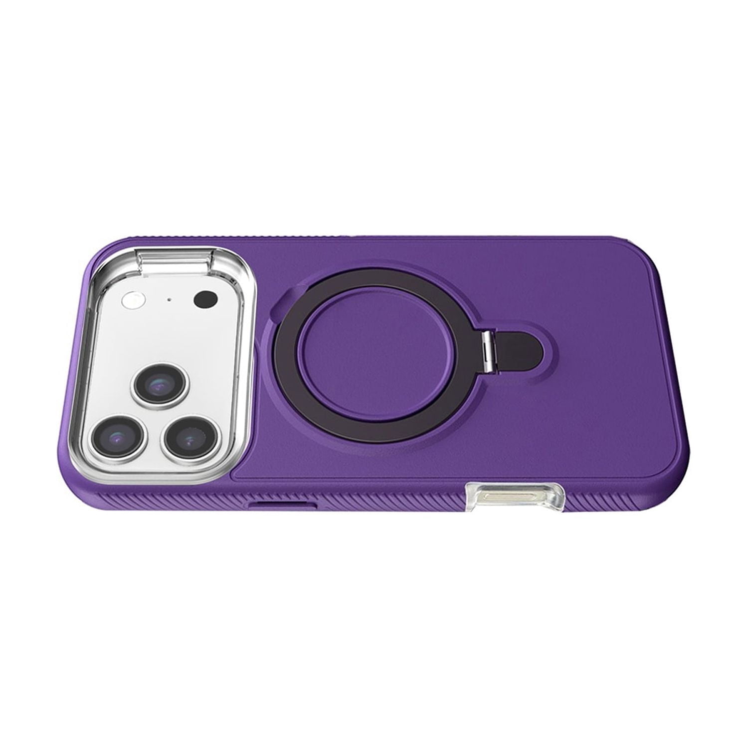 Durable Armor Case with Integrated Stand and Wireless Charging Ready for iPhone 17 Pro Max - Purple