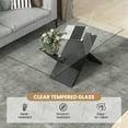 thumbnail image 3 of GVN Coffee Tables,47 Inch Rectangle Glass Coffee Table Modern Center Table with Tempered Glass Tabletop-Black, 3 of 10