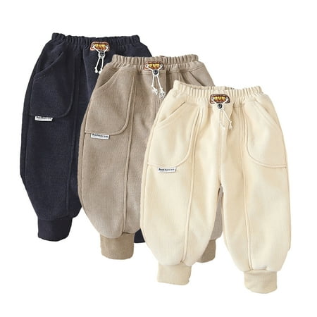 

KYAIGUO Baby Kids Boys Girls Fall Winter Sweatpants Pants 5M-5Y Unisex Kids Fleece Jogger Pants Wear Thickened Toddler Padded Sweat Pants Athletic Pants Infant Thick Long Trousers